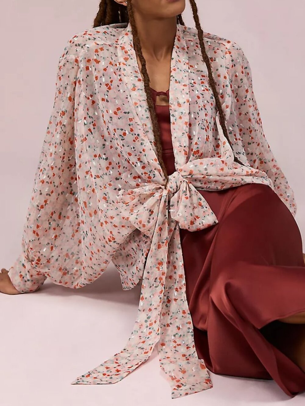 Anthropologie Pilcro Floral Tie-Front Top OS